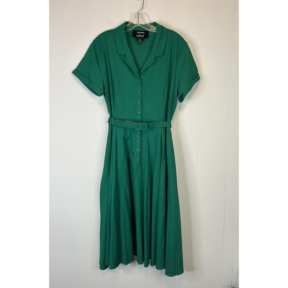ModCloth X Collectif Women's Size 12 Cherished Past Swing Dress  Green Retro 275